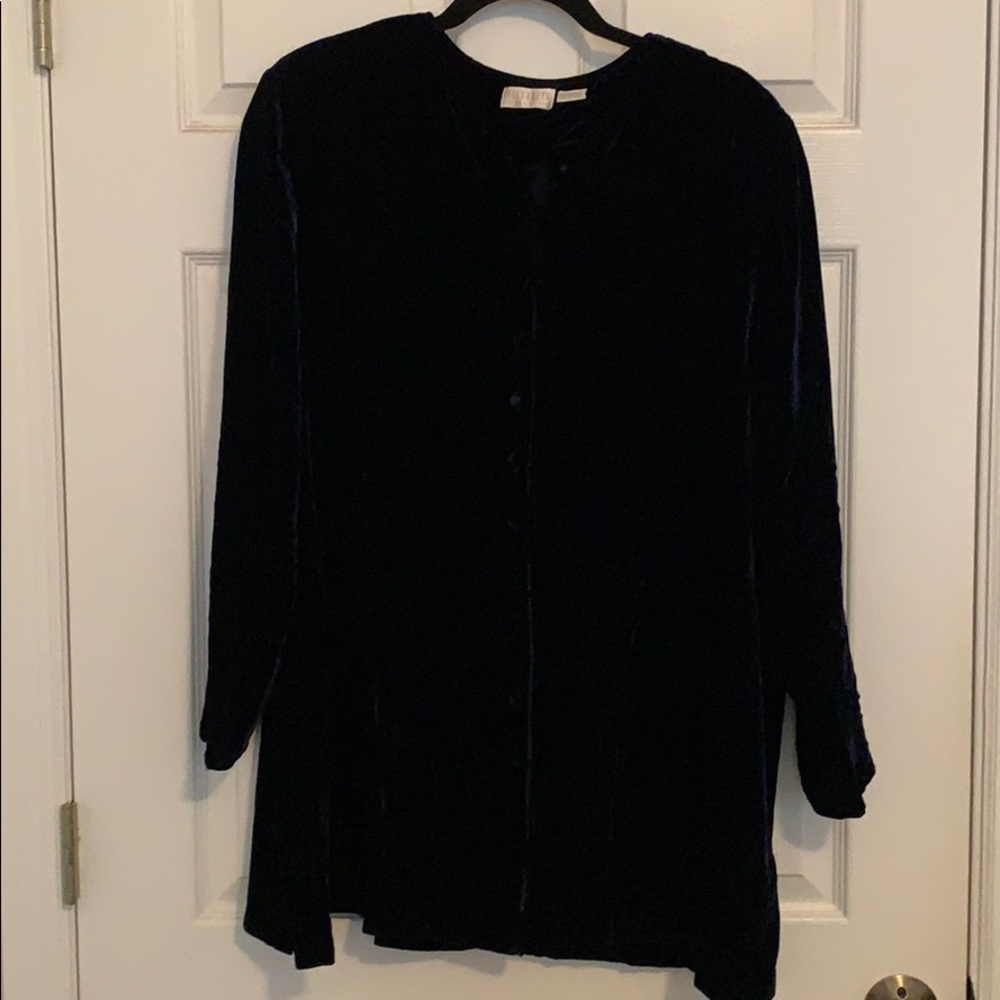 Elisabeth velvety Blue buttoned top